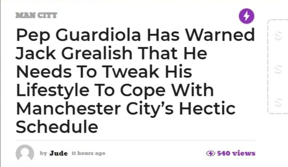 Pep warned Grealish