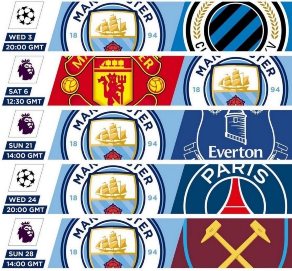 ManCity November 2021 fixtures