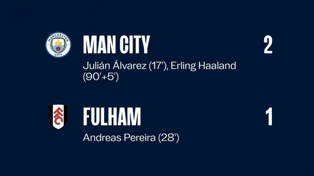 City win by ten against Fulham 2:1